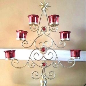 Golden Holiday Tea Light Candle Holder NWT